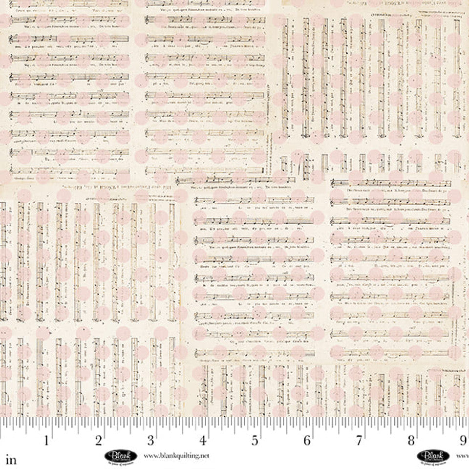 Blank Quilting Parisian Snippets Musical Dots - Ecru