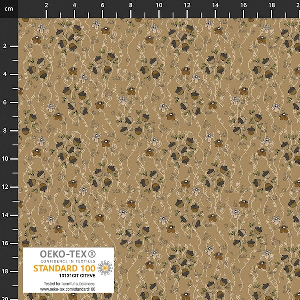 PRE-ORDER Stof The Sweetest Embrace Posies - Khaki - Black Rabbit Fabric Inc.