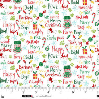 StudioE Merry Woof-Mas Holiday Words - White