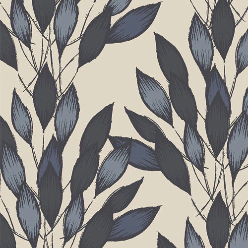 Haven Brushed Leaves Gris Canvas