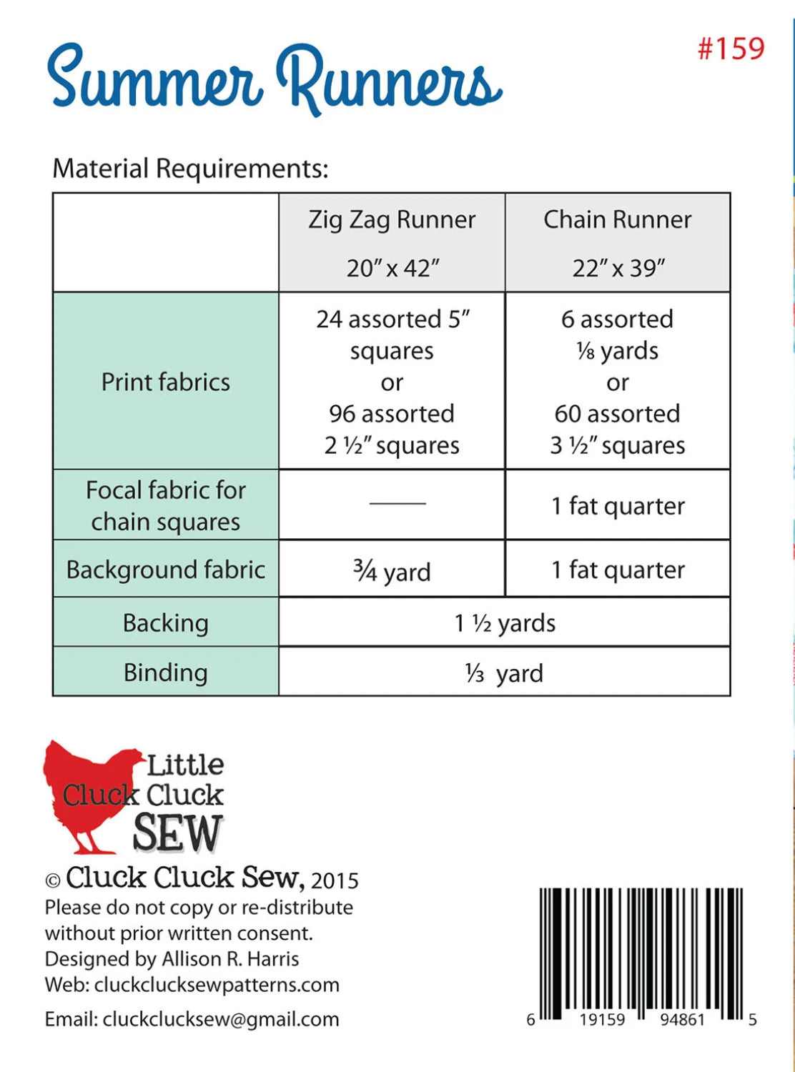 Paper Quilt Pattern - Summer Runners