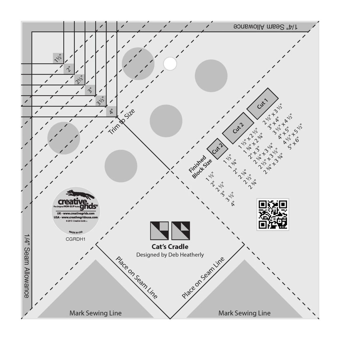 Creative Grids Quilt Ruler Cat's Cradle Tool