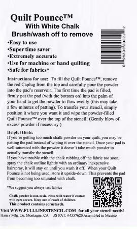 Full Line Stencil: Stencil Chalk Transfer Quilt Pounce Pad - White