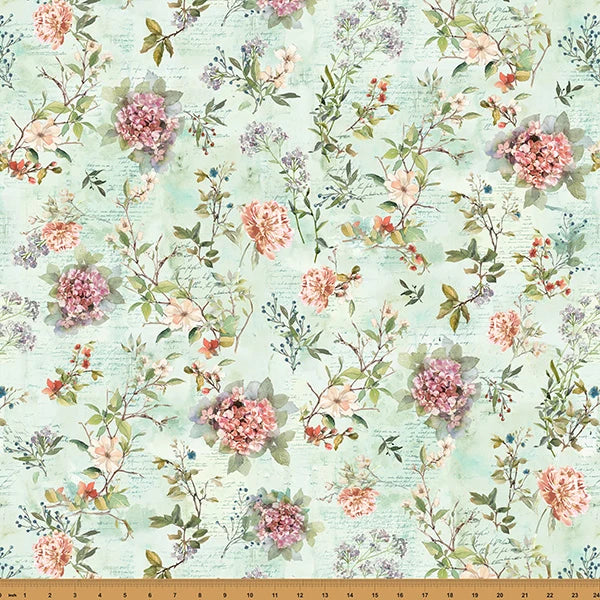 Hoffman Nesting Hour Floral - Mint