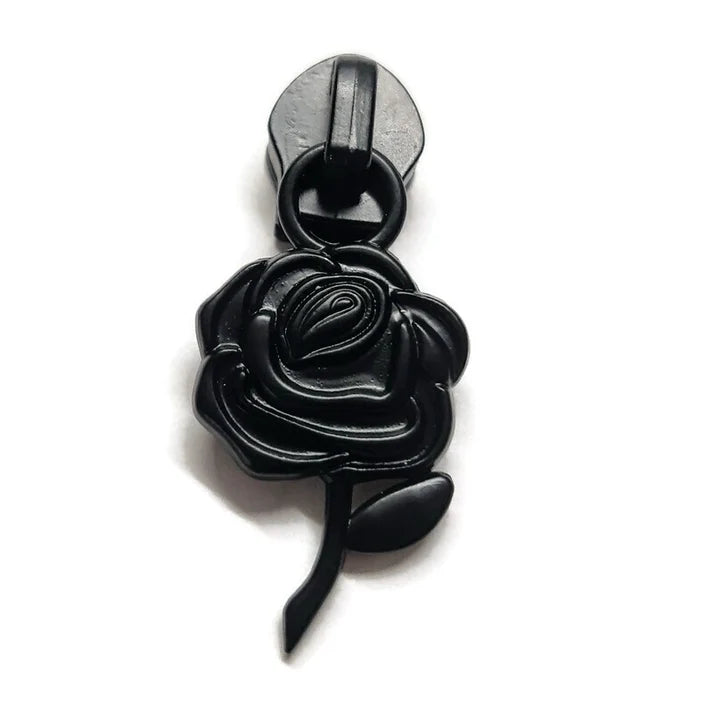 Atelier #5 Black Rose Zipper Pulls in Matte Black