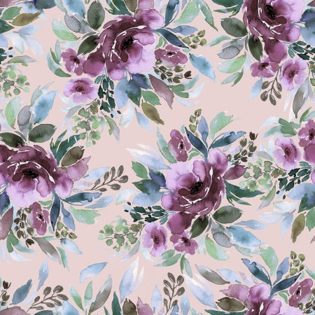 RJR Tranquil Breeze - Autumn Bouquet - Purple Digiprint Fabric