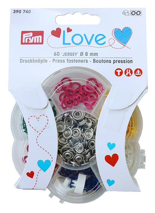 Prym Love Jersey Press Fasteners, 60pc. x 8mm, Multi-Colour (6 Colours!)
