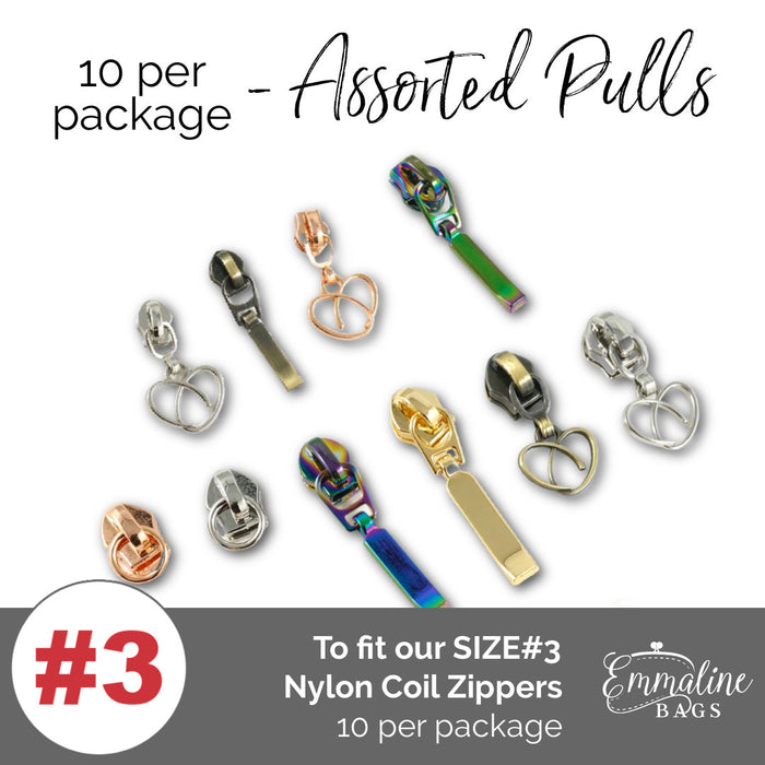 Emmaline Zipper Sliders with Pulls - *SIZE#3* (10 pack)
