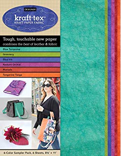 KRAFT-TEX 6-COLOR SAMPLER PACK (Kraft Paper Fabric - Tough, Touchable New Paper), 6 Sheets, 8.5" x 11"