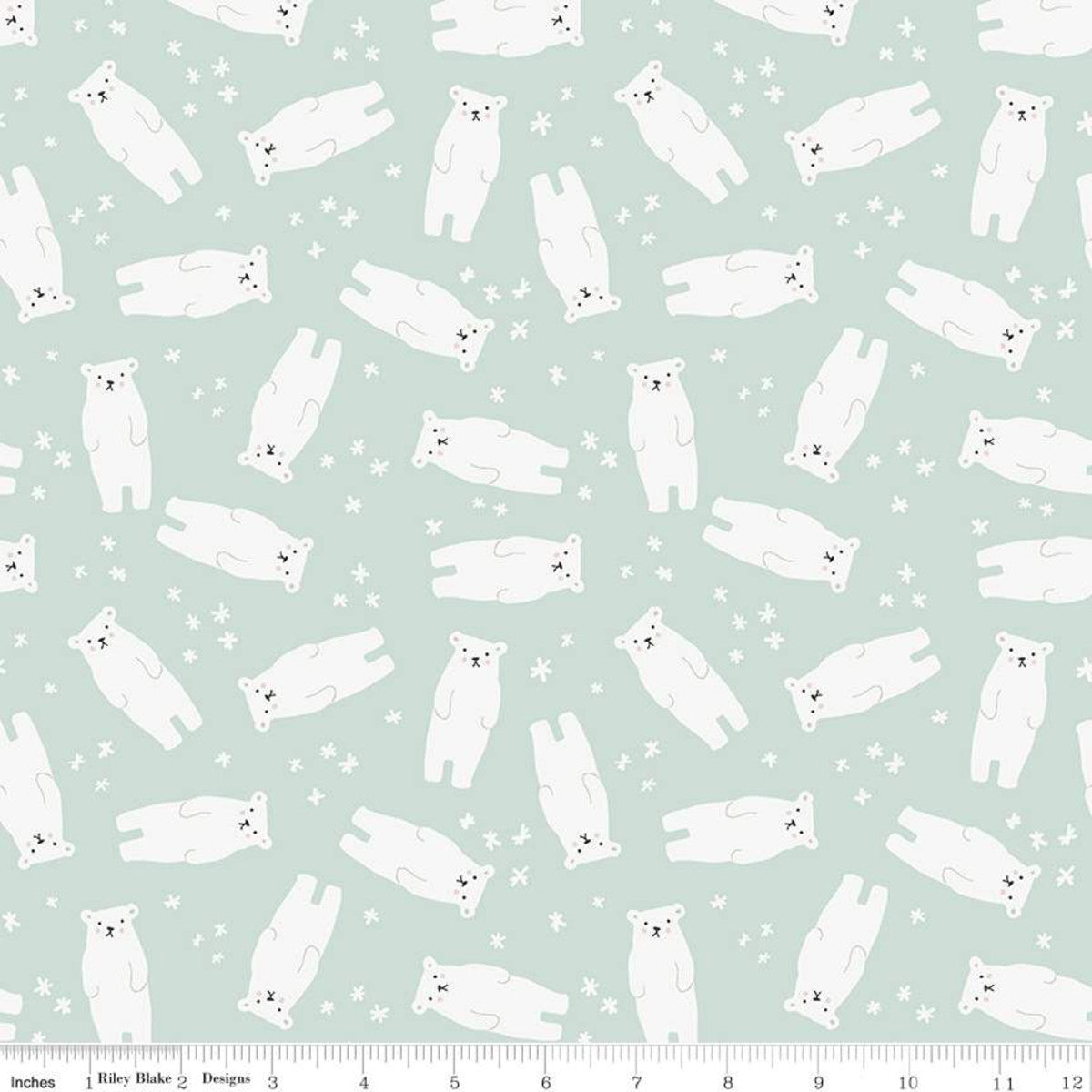 RB - Nice Ice Baby Polar Bears Mint 1 meter cuts