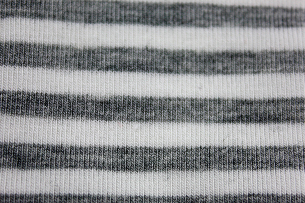 Ivory & Light Grey stripe Bamboo Jersey Knit