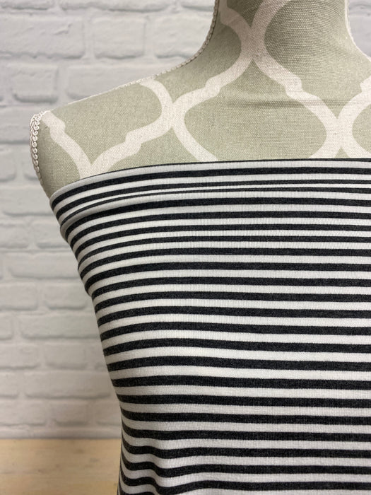 Charcoal/Ivory stripe Bamboo Jersey Knit