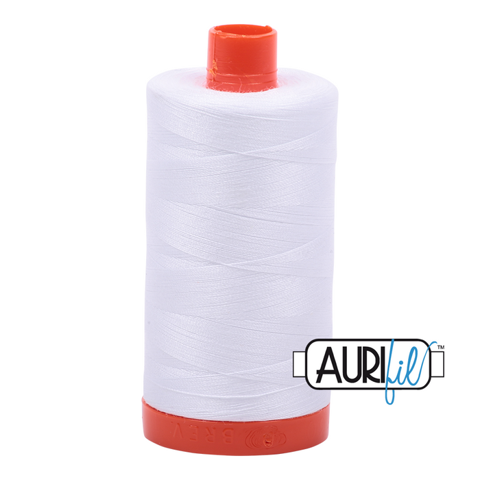 Aurifil Mako Cotton Thread Solid 50wt 1300m White