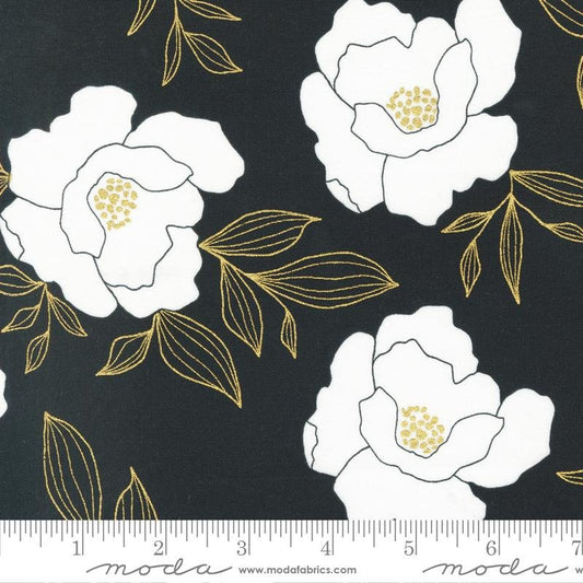 Moda - Gilded - Bold Blossoms - Black - Metallic Gold