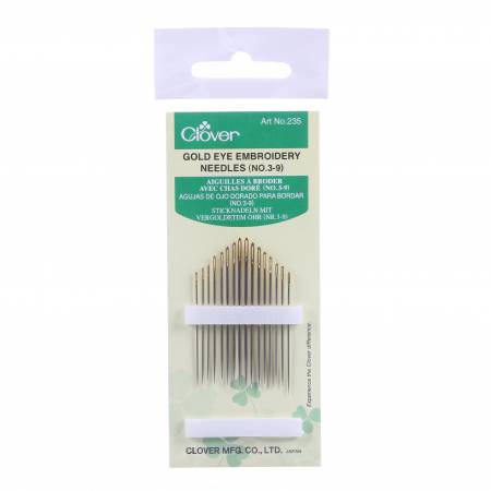 Embroidery Needles Gold Eye Size 3/9 16ct