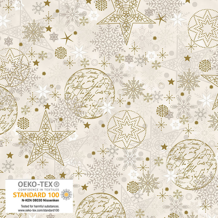 Stof - We Love Christmas - Gold Flakes - Cream