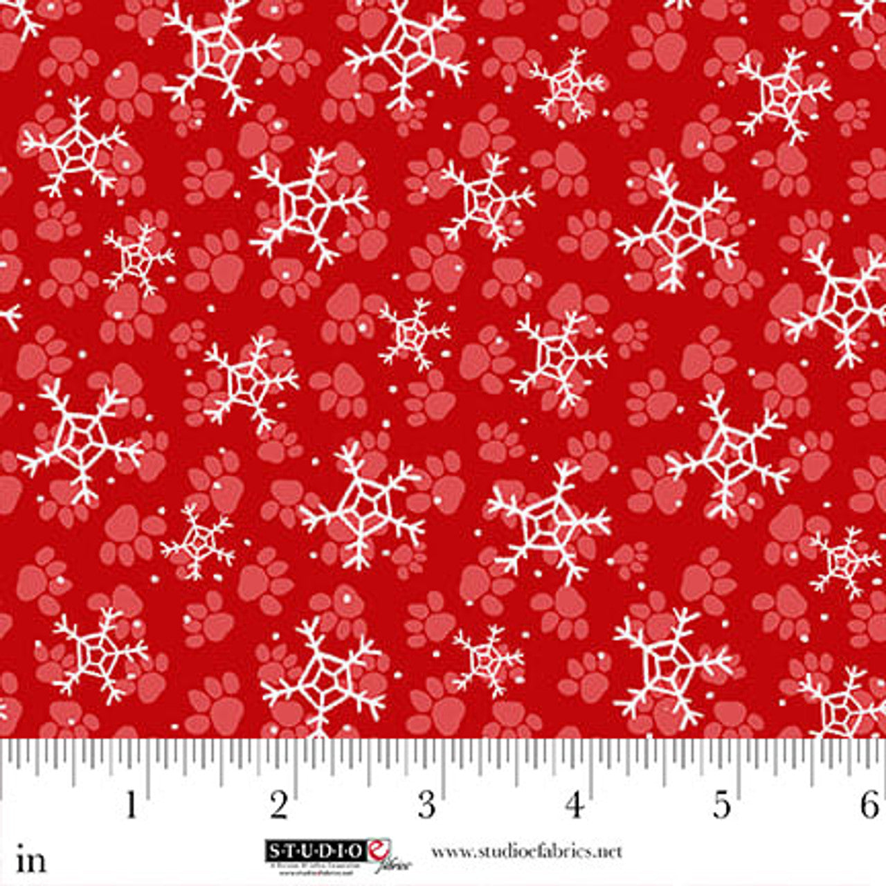 StudioE Merry Woof-Mas Paw Print Snowflakes - Red