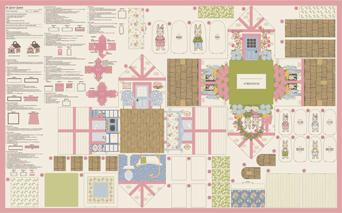 Panel: Moda Garden Bunny Cottage 36" x 60"