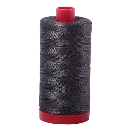 Aurifil Mako Cotton Embroidery Thread Solid 12wt 356yds Dark Pewter