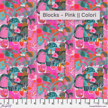 Free Spirit Colori Blocks - Pink - Black Rabbit Fabric Inc.