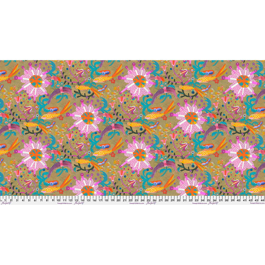 Free Spirit Colori Goldfish Star - Gold - Black Rabbit Fabric Inc.