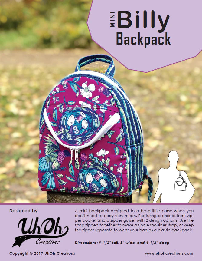 UhOh Creations - Billy Backpack Paper Pattern – Black Rabbit Fabric Inc.