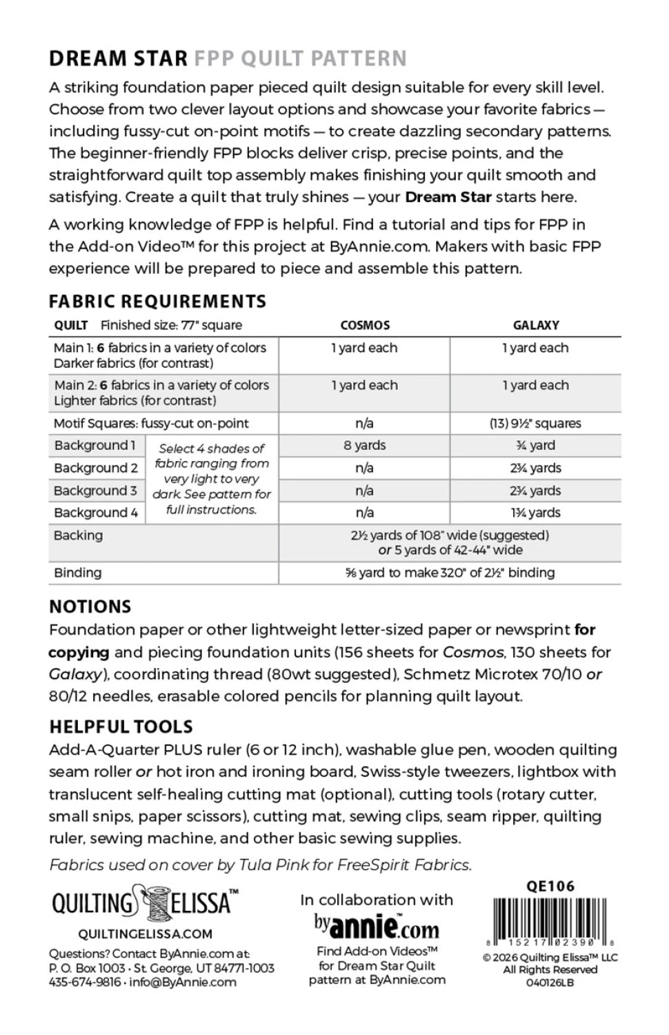 Paper Quilt Pattern - Dream Star Quilt (FFP)
