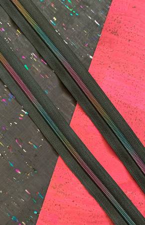 Black Zipper Tape with Rainbow Teeth *SIZE#5* (DOES NOT INCLUDE SLIDERS/PULLS)