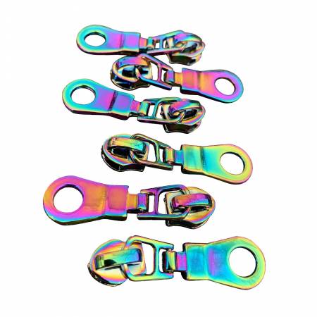 Iridescent Zipper Sliders with Pulls - *SIZE#5* (6 pack)