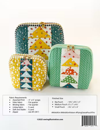 Paper Quilt Pattern - Flying Geese Pouch Trio