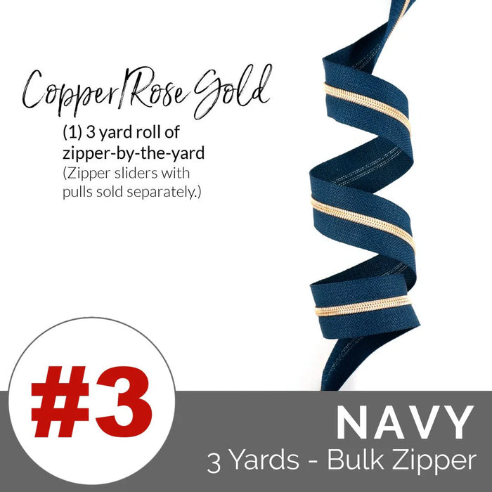 Emmaline Zippers-by-the-Yard - *SIZE#3* Navy (DOES NOT INCLUDE SLIDERS/PULLS)