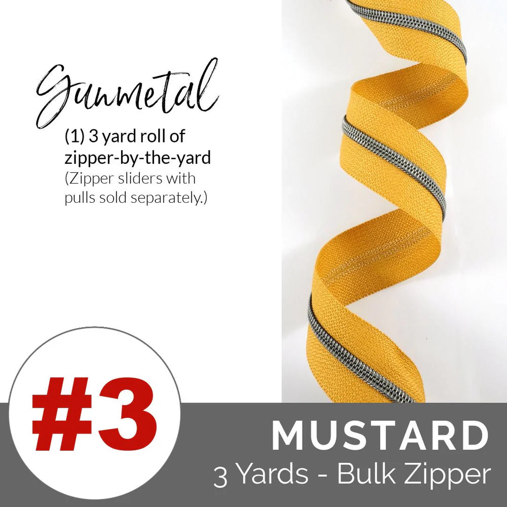 Emmaline Zippers-by-the-Yard - *SIZE#3* Mustard (DOES NOT INCLUDE SLIDERS/PULLS)