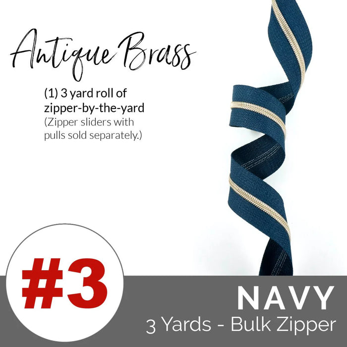 Emmaline Zippers-by-the-Yard - *SIZE#3* Navy (DOES NOT INCLUDE SLIDERS/PULLS)