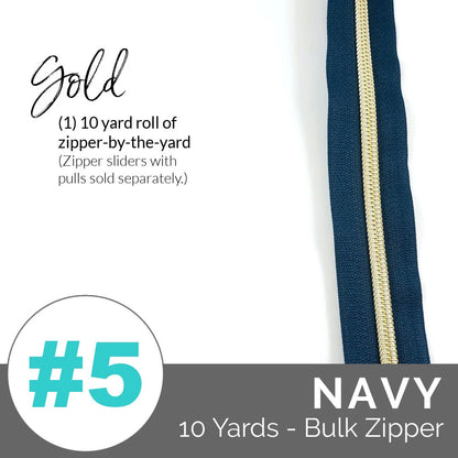 Emmaline Zippers-by-the-Yard - *SIZE#5* Navy (DOES NOT INCLUDE SLIDERS/PULLS)