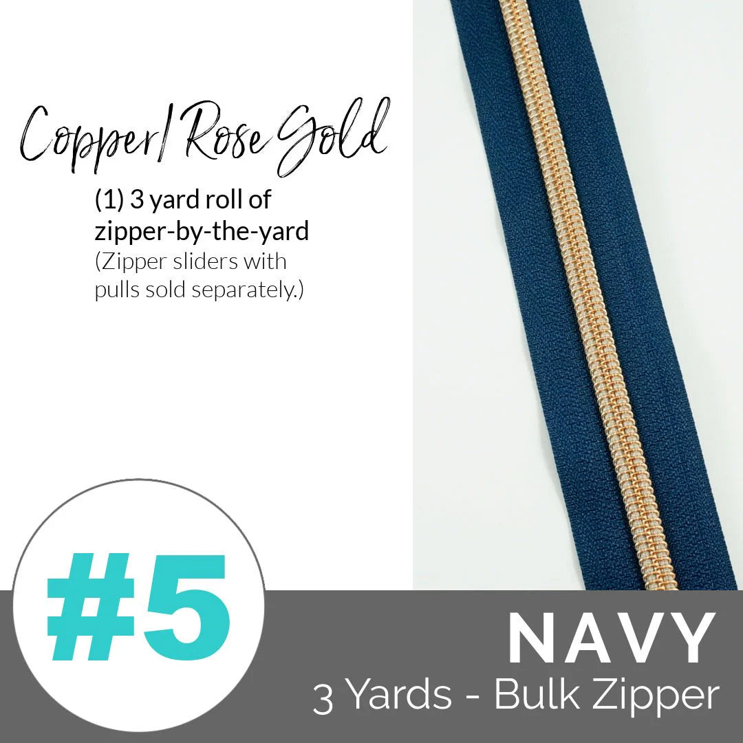 Emmaline Zippers-by-the-Yard - *SIZE#5* Navy (DOES NOT INCLUDE SLIDERS/PULLS)