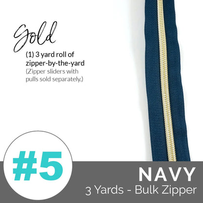 Emmaline Zippers-by-the-Yard - *SIZE#5* Navy (DOES NOT INCLUDE SLIDERS/PULLS)