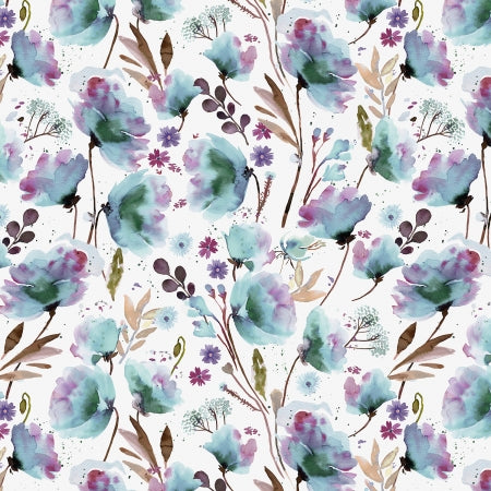RJR Tranquil Breeze - Wild Poppies - Blue Digiprint Fabric