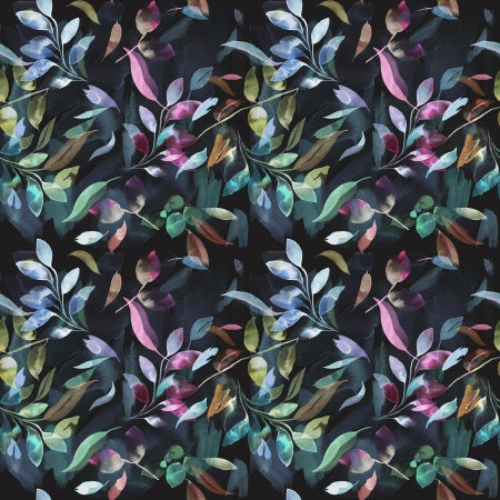 RJR Tranquil Breeze - Mystical Leaves - Dark Multi Digiprint Fabric