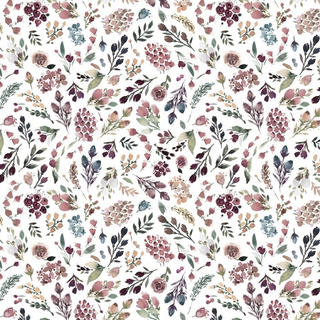 RJR Tranquil Breeze - All The Flowers - Muted White Digiprint Fabric