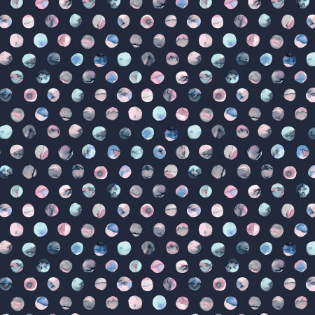RJR Tranquil Breeze - Ink Dots - Navy Digiprint Fabric