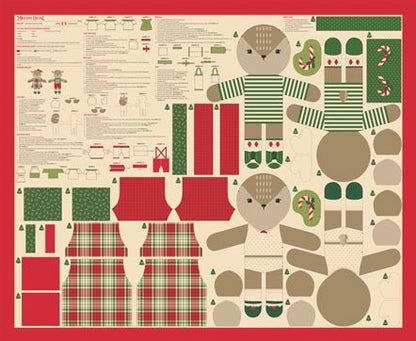 Moda Holiday Cheer Reindeer Stuffies Panel 36" x 45"