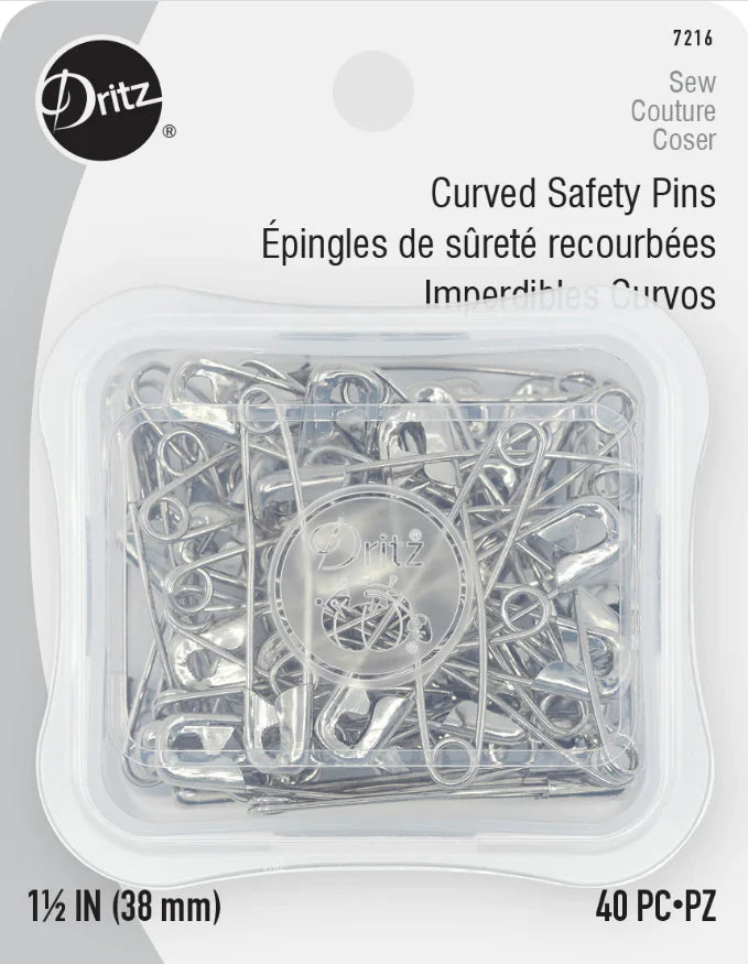 Dritz Curved Safety Pins Size 2, 38mm - Black Rabbit Fabric Inc.