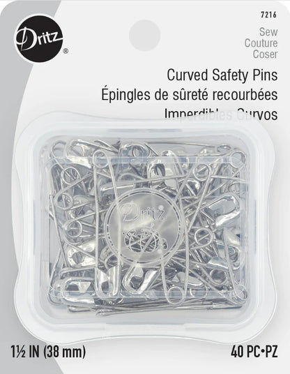 Dritz Curved Safety Pins Size 2, 38mm - Black Rabbit Fabric Inc.