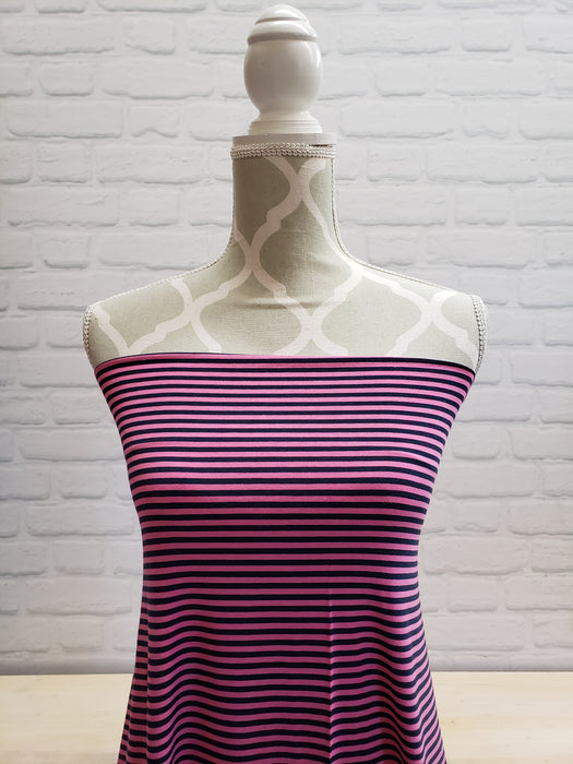 Bubblegum/Marine stripe Bamboo Jersey Knit