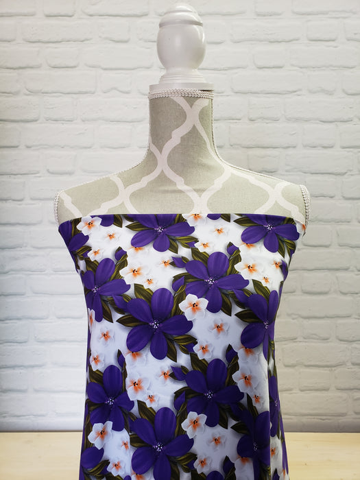 Purple and White Floral Cotton Jersey