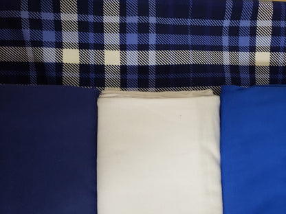 Royal Plaid Cotton French Terry