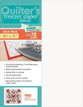 Quilter's Freezer Paper Sheets, Bonus Pack 70 Sheets (60 Sheets + 10 Sheets FREE), 8 1/2" x 11"