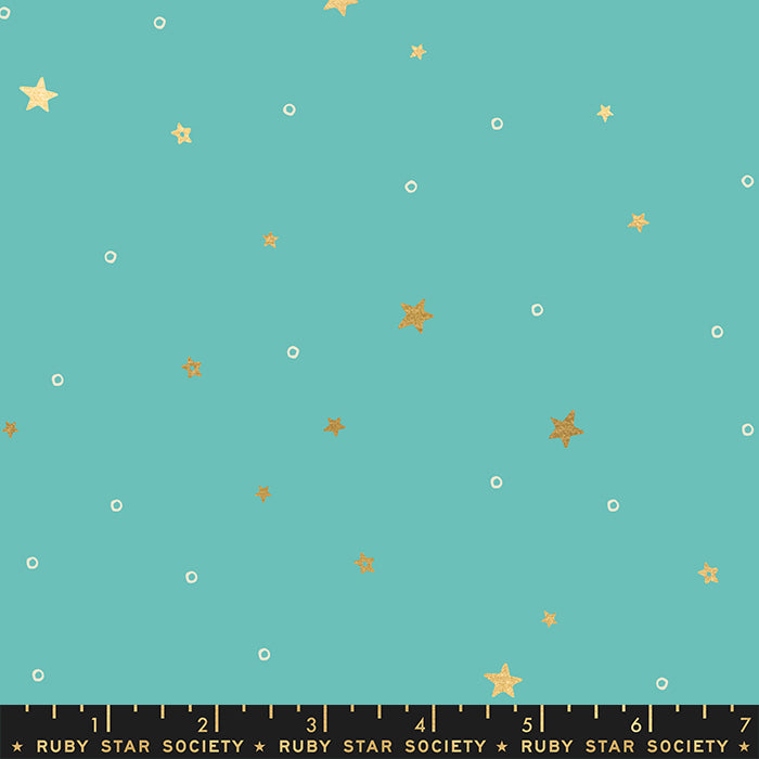 RSS - Birthday Turquoise Stars - Black Rabbit Fabric Inc.