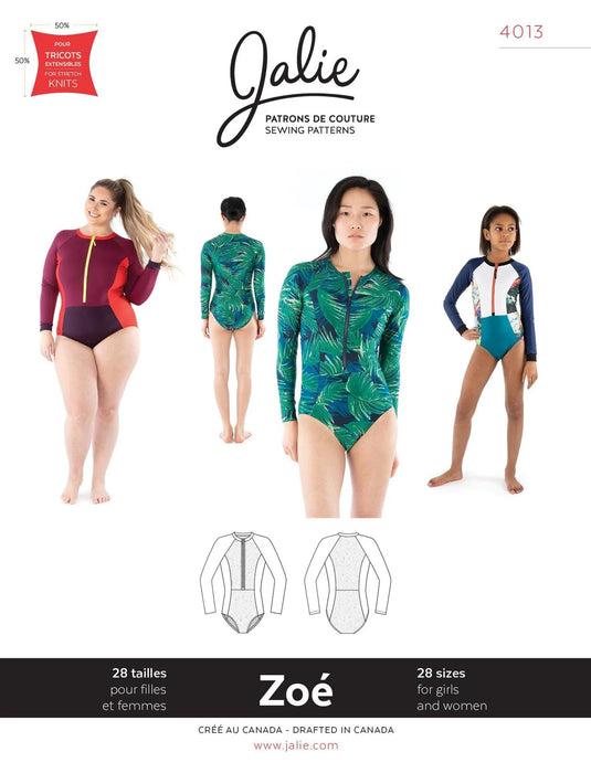 Jalie 4013 - ZOE Long-Sleeve Rashguard Swimsuit
