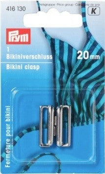 Bikini Clasp - 20mm - Silver, 1 pair